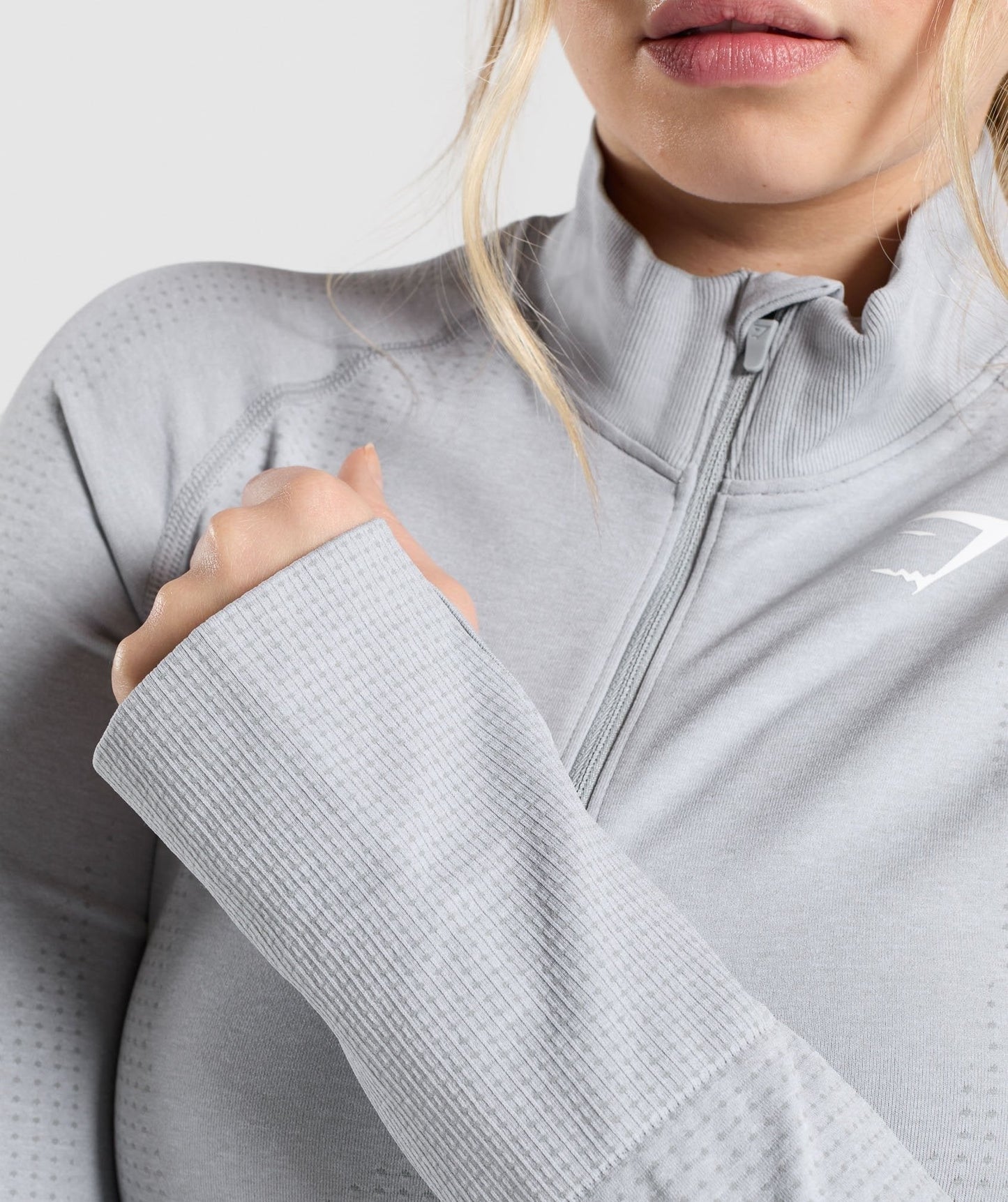 DNU - Gymshark Vital Seamless 2.0 1/2 Zip Pullover - Light Grey Marl