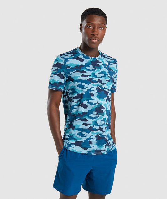 Gymshark Arrival T-Shirt - Teal Camo