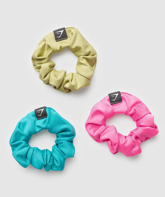 Gymshark Scrunchies 3pk - Fetch Pink/Artificial Teal/Vintage Green