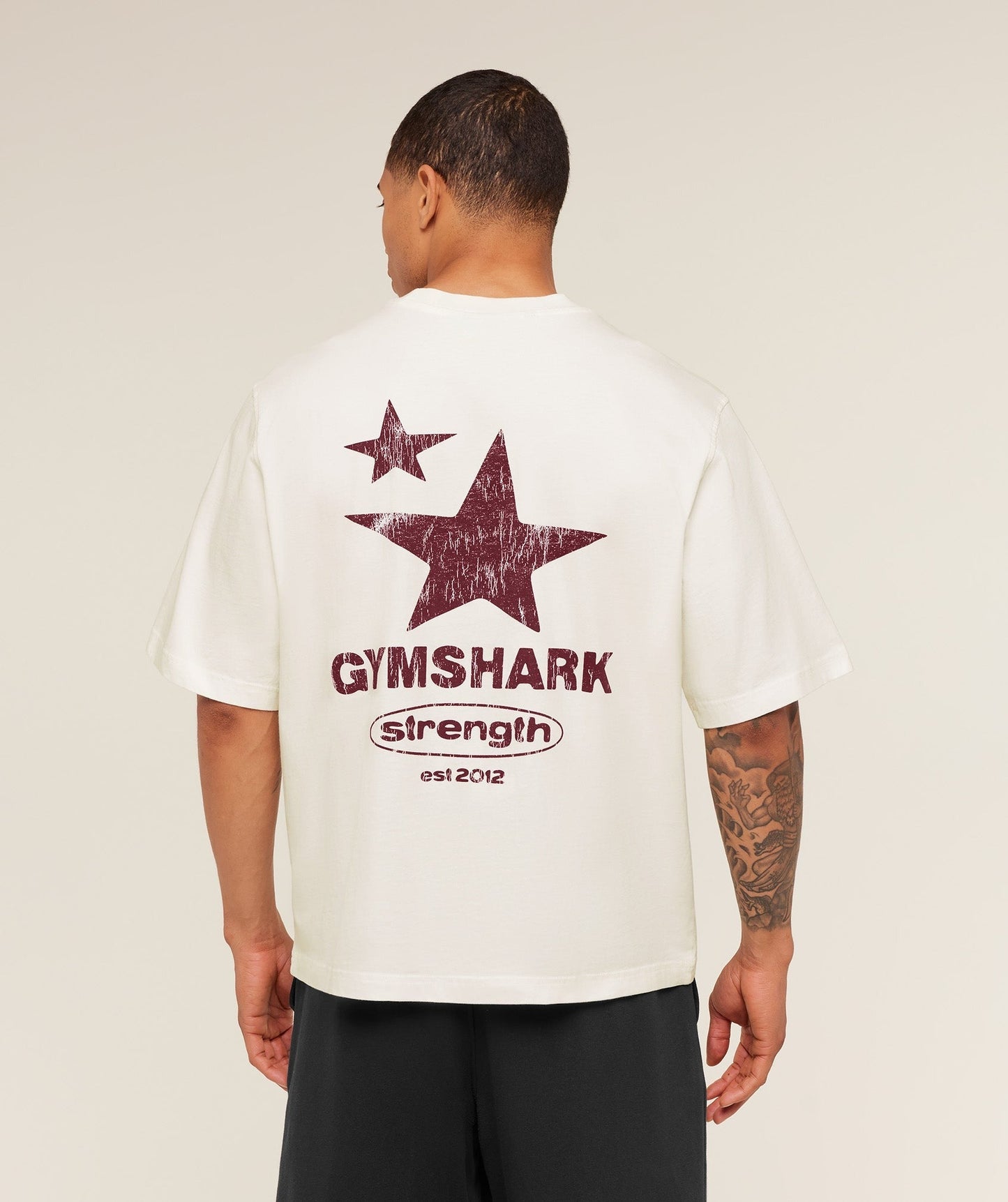 Gymshark Strength Stars Washed Graphic T-Shirt - Soft White
