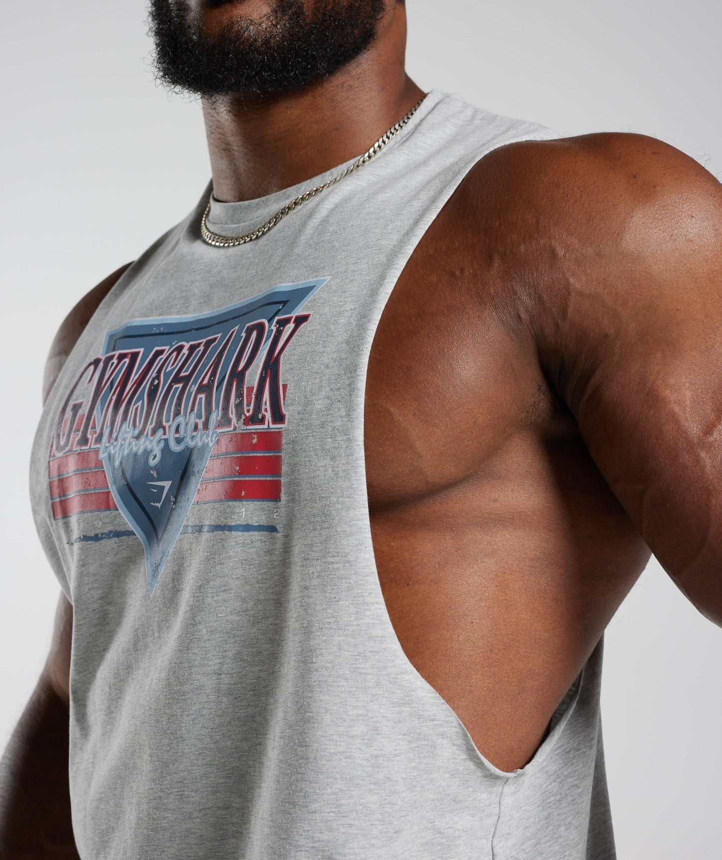 Gymshark Retrowave Drop Arm Tank - Light Grey Core Marl