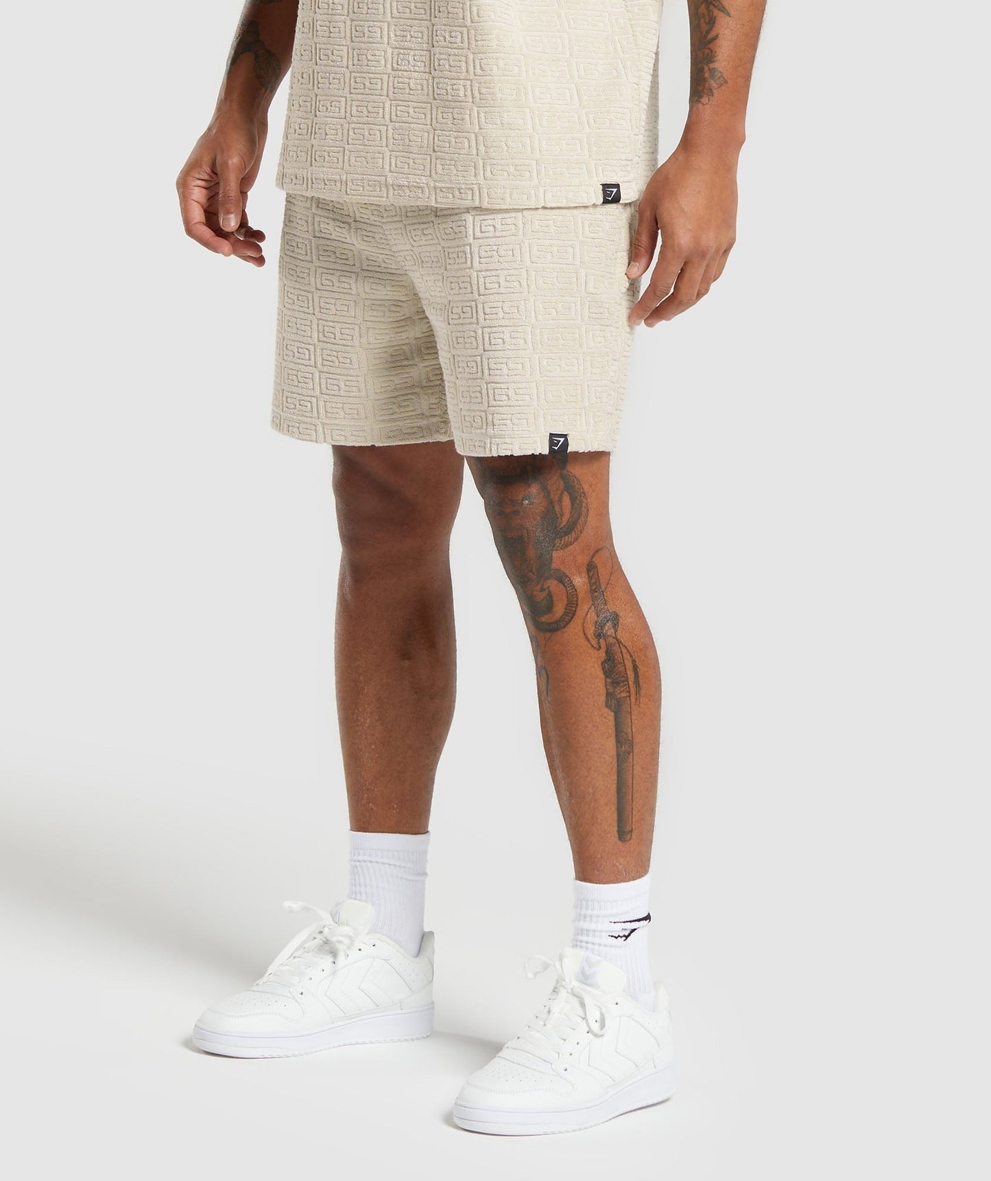 Gymshark Towelling 7" Shorts - Pebble Grey