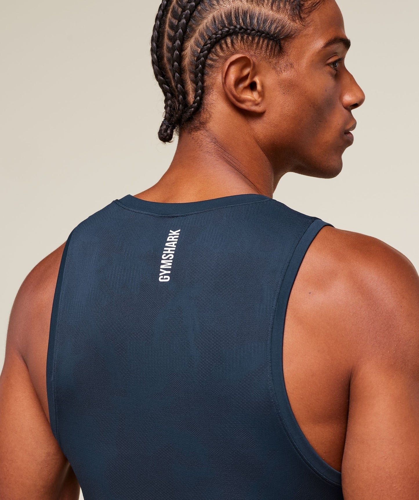 Gymshark Geo Seamless Tank - Navy/Heavy Blue