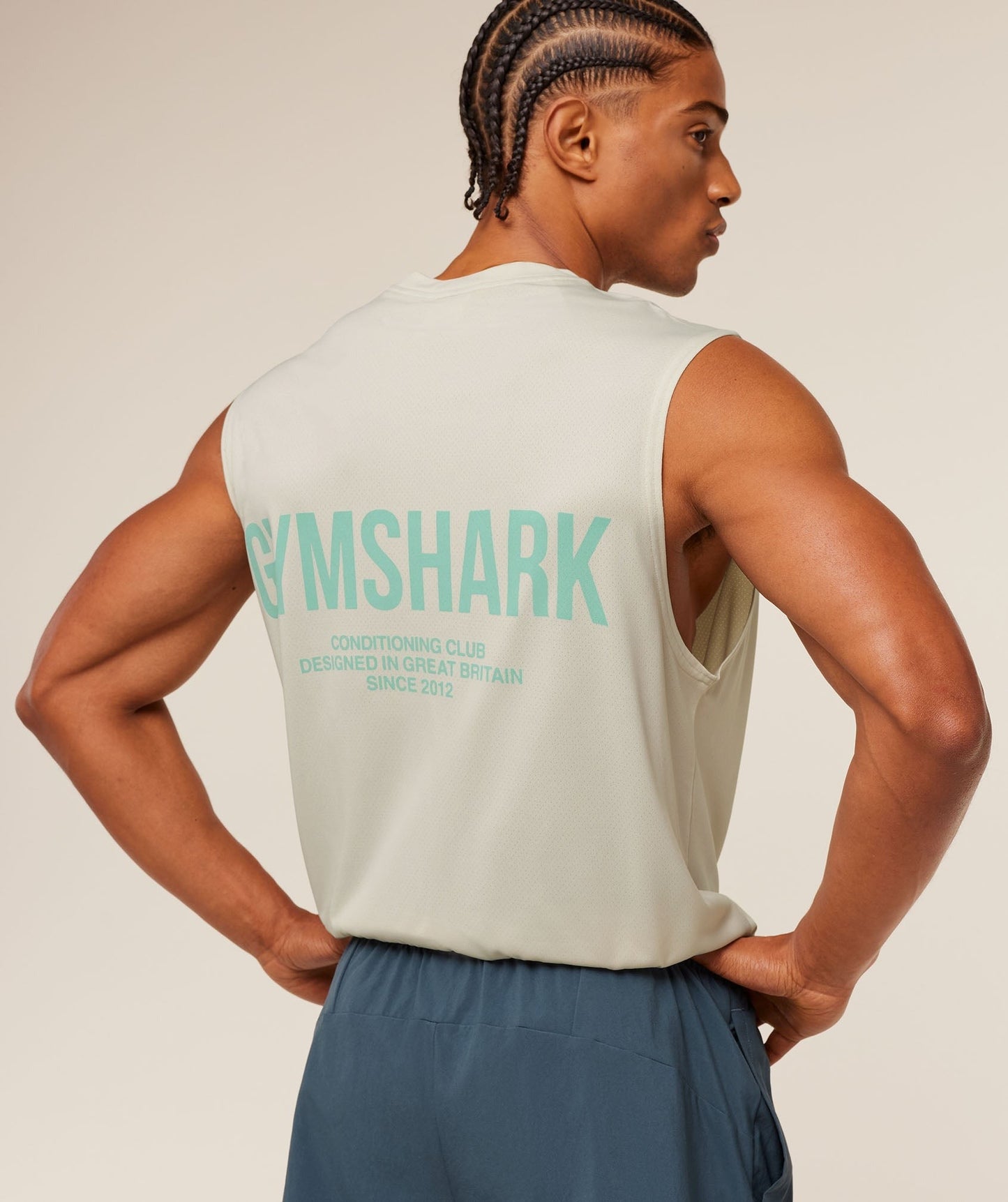 Gymshark Conditioning Club Washed Tank - Soft White/Pop Turquoise/Wash