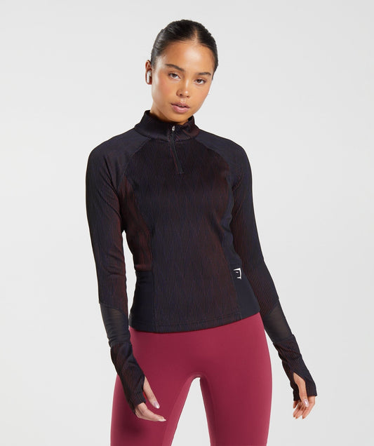 Gymshark Sport 1/4 Zip - Black/Neptune Purple/Currant Pink