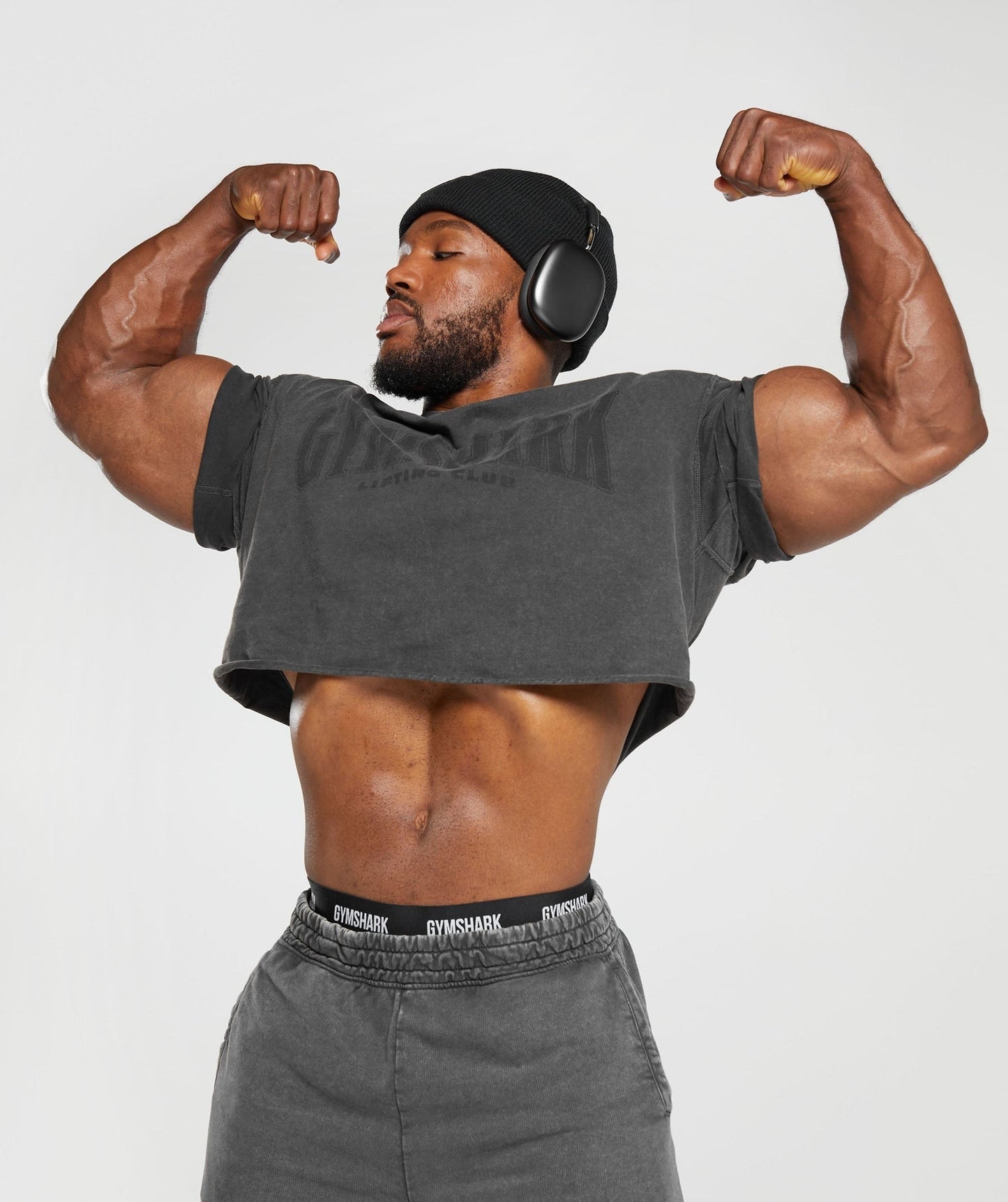 Gymshark Heritage Washed Crop T-Shirt - Onyx Grey