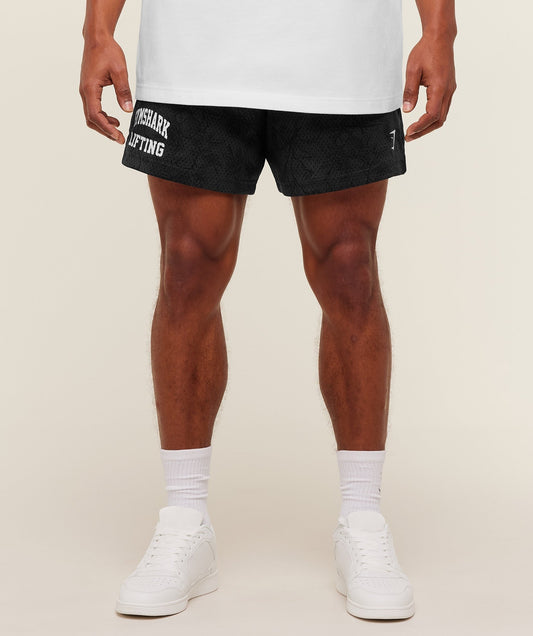 Gymshark Lifting Mesh 5" Shorts - Black/Grey