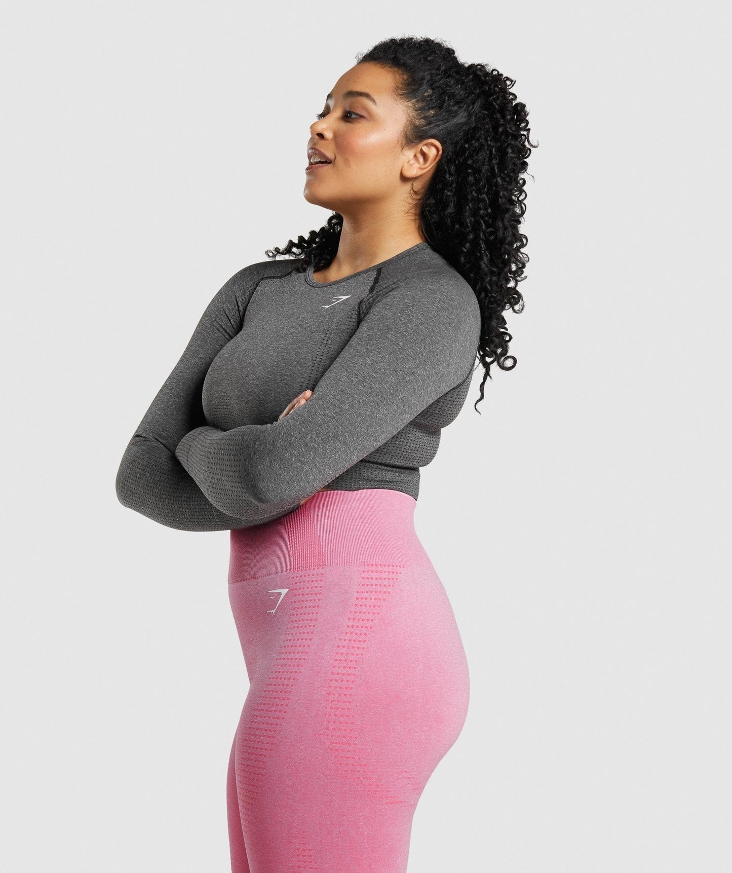 Gymshark Vital Seamless 2.0 Long Sleeve Crop Top - Charcoal Marl