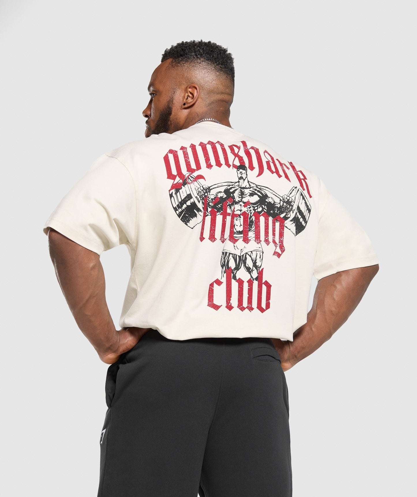 Gymshark Lifting Club T-Shirt - Oat White/Conditioning Red