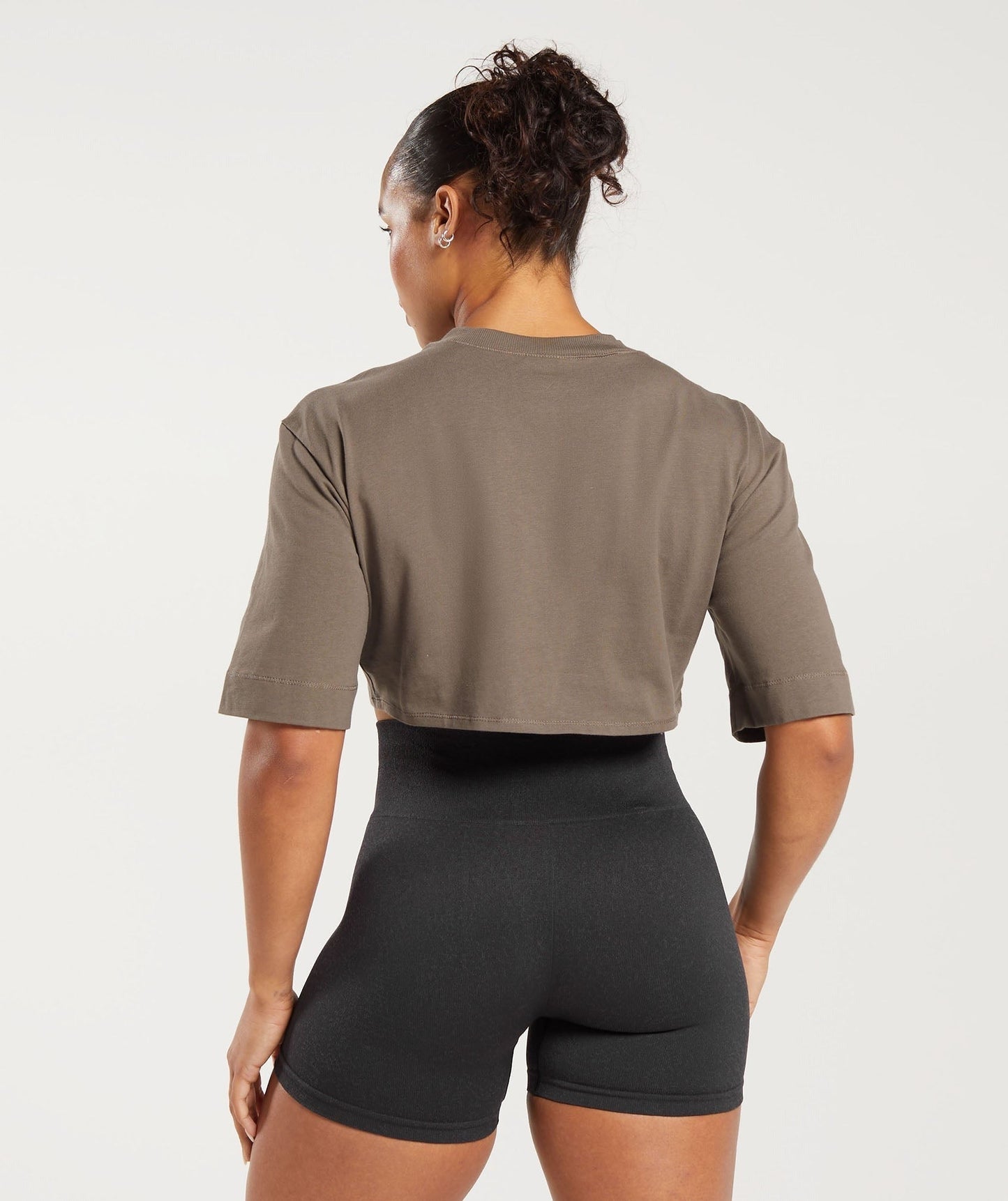 Gymshark Cotton Boxy Crop Top - Camo Brown