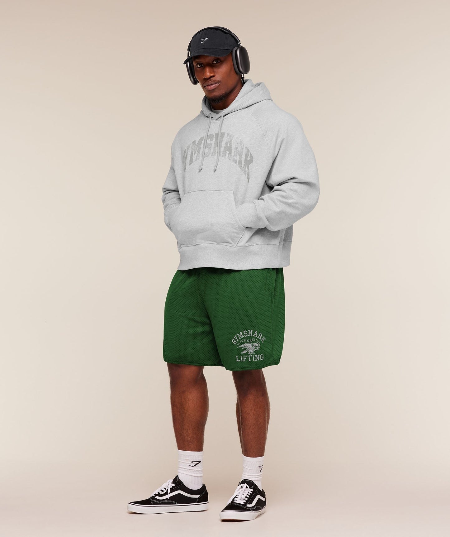 Gymshark Retro Collegiate Graphic Hoodie - Bros Soft Grey Marl
