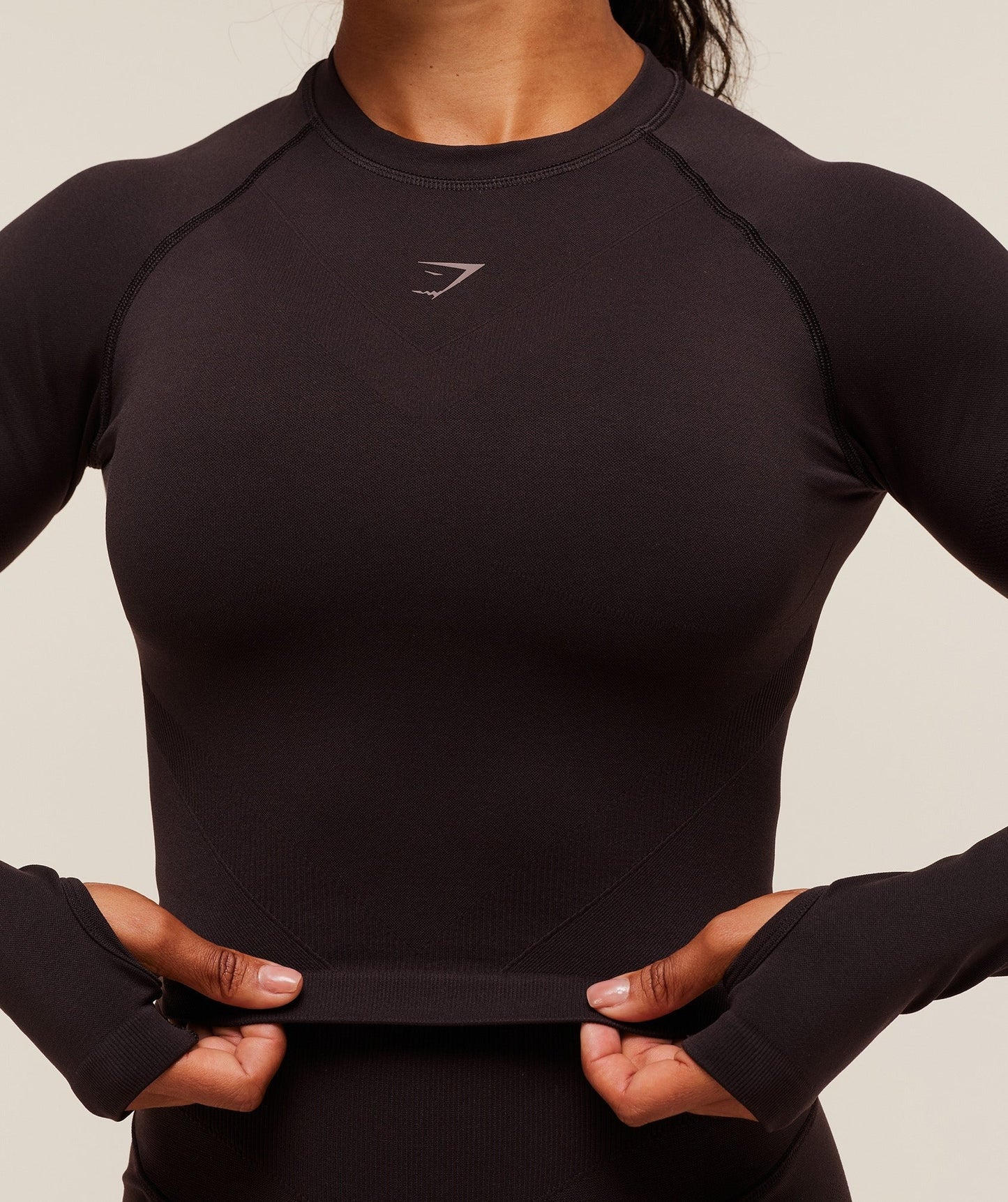 Gymshark Activate Long Sleeve Crop Top - Plum Brown