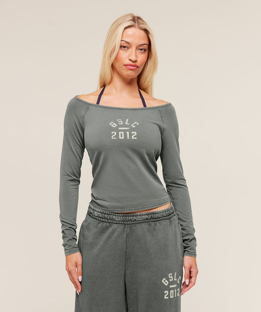Gymshark Lifting Club 2012 Graphic Long Sleeve Top - Slate Teal/Wash
