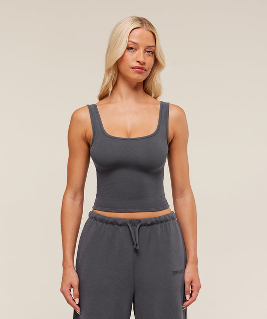 Gymshark Waffle Cropped Tank - Grey