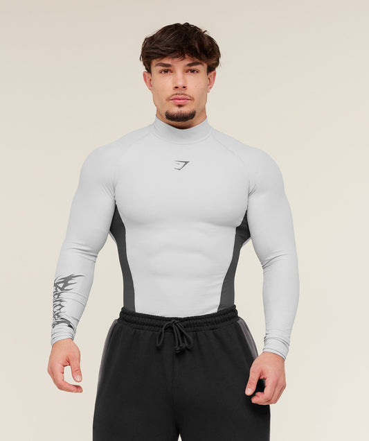 Gymshark x Carlos Belcast Long Sleeve Tee - Light Grey/Grey