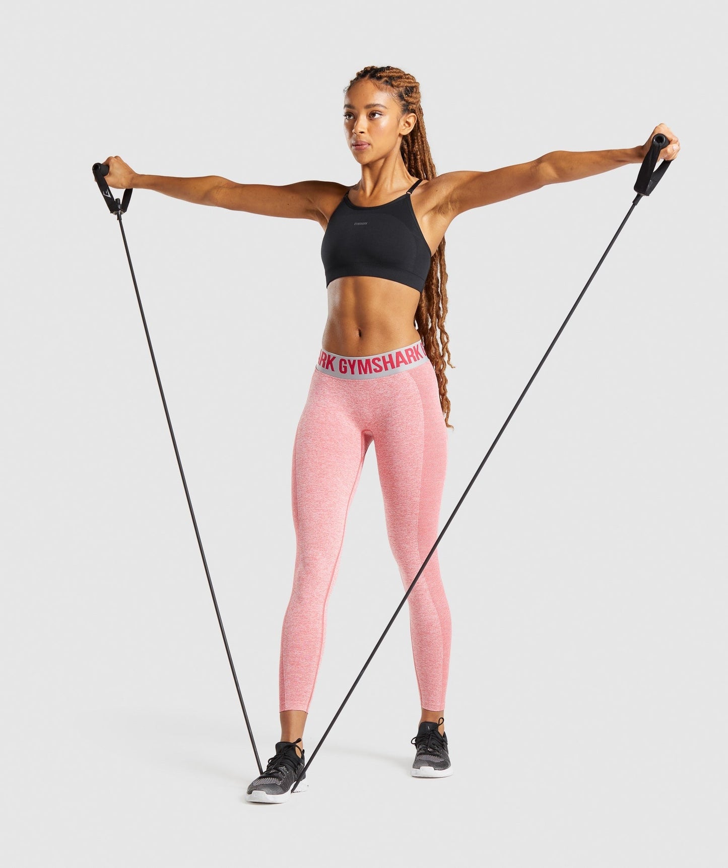 Gymshark Flex Low Rise Leggings - Red Marl/Light Grey