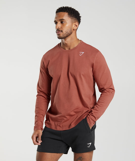 Gymshark Crest Long Sleeve T-Shirt - Persimmon Red