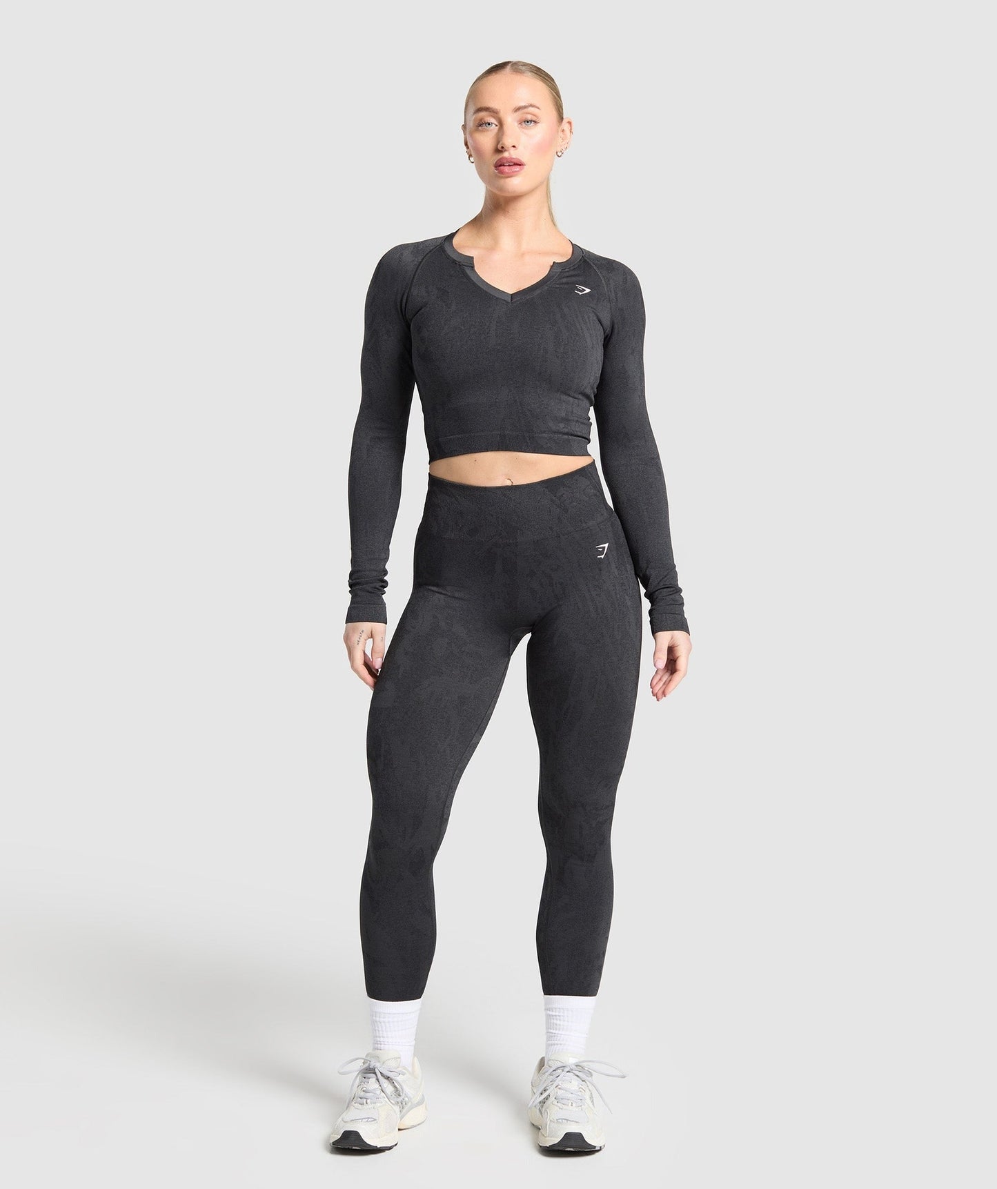 Gymshark Adapt Camo Seamless Long Sleeve Top - Asphalt Grey/Black