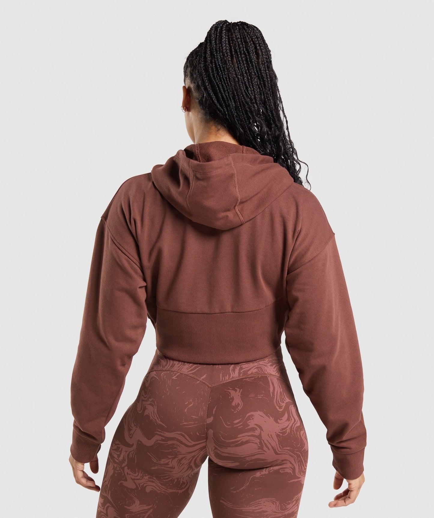 Gymshark GS Power Cropped Zip Hoodie - Cherry Brown