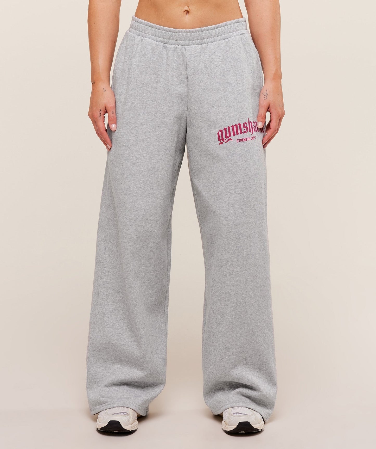 Gymshark Strength Department Wide Leg Joggers - Light Grey Core Marl