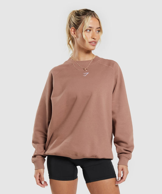 Gymshark Training Oversized Fleece Sweatshirt - Taupe Brown