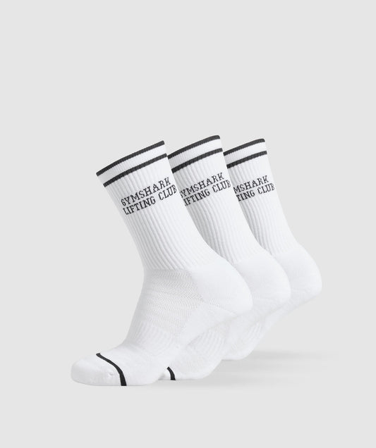 Gymshark Lifting Club Graphic Crew 3pk - White/Black