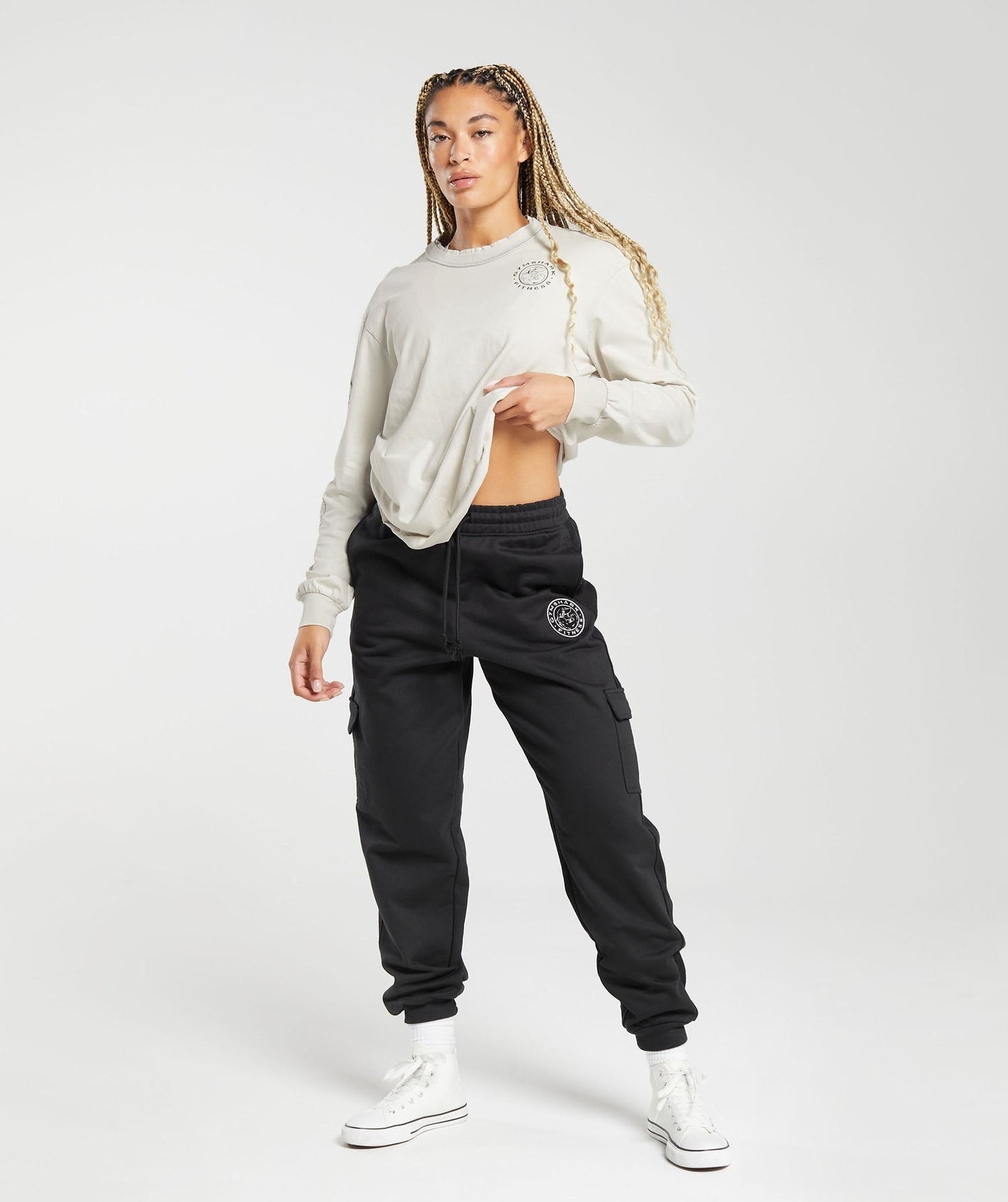 Gymshark Legacy Washed Long Sleeve Top - Metal Grey/Acid Wash