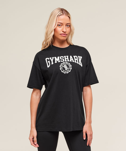 Gymshark Collegiate Graphic T-Shirt - Black