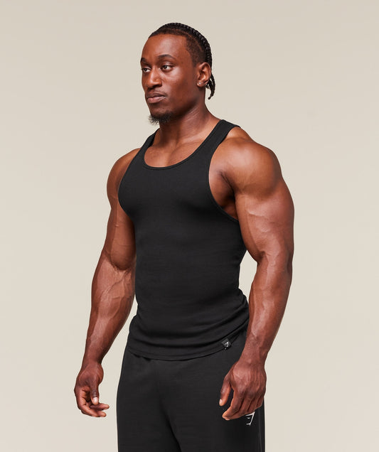 Gymshark Ribbed Tank 3pk - White/Black/Stone Grey Marl