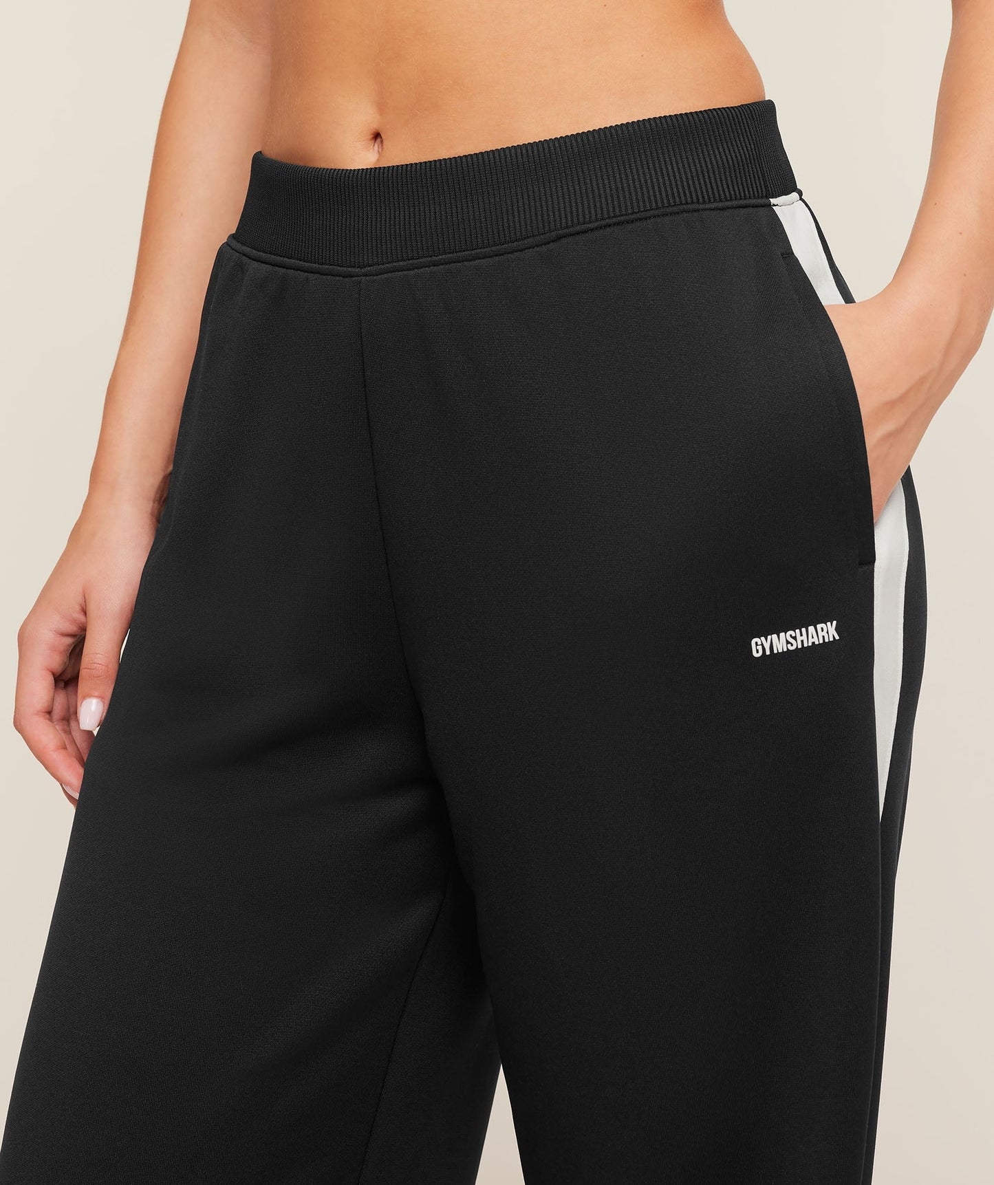 Gymshark Lightweight Tricot Wide Leg Pants - Black/Tinted White