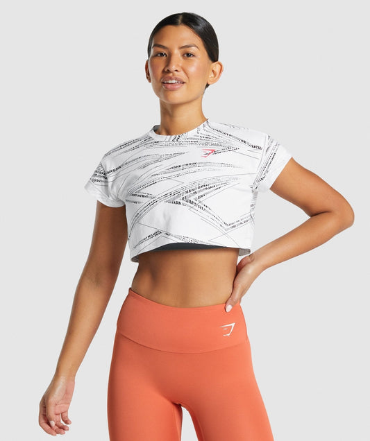Gymshark Zone Graphic Crop Tee - White/Black