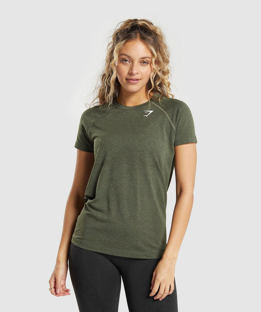 Gymshark Vital Seamless 2.0 Light T-Shirt - Base Green/ Marl