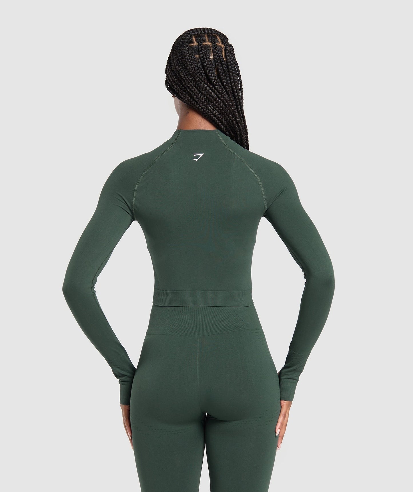 Gymshark Vital Seamless Midi Zip 2.0 Pullover - Woodland Green Marl