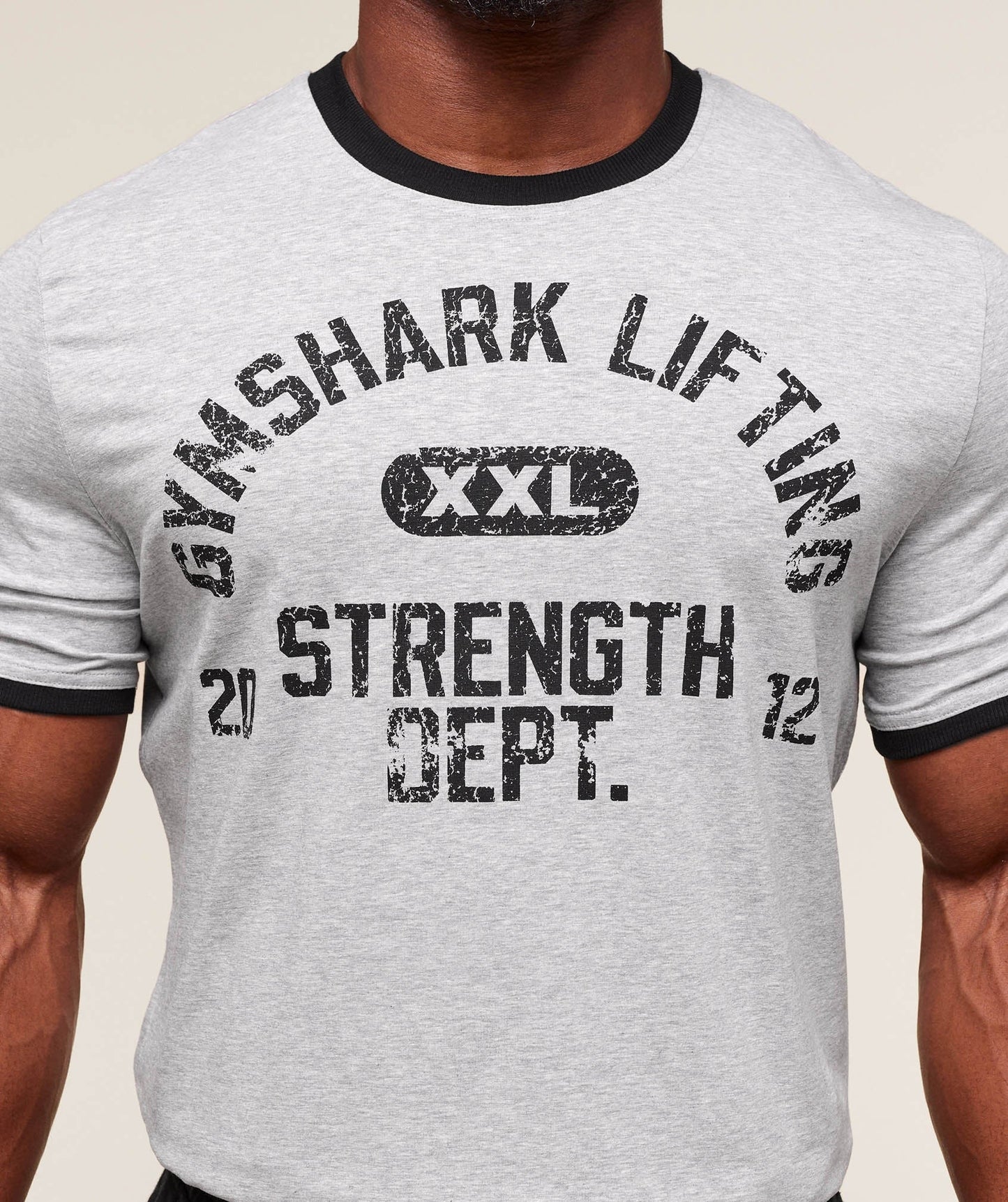 Gymshark XXL Strength Dept Ringer T-Shirt - Light Grey Core Marl