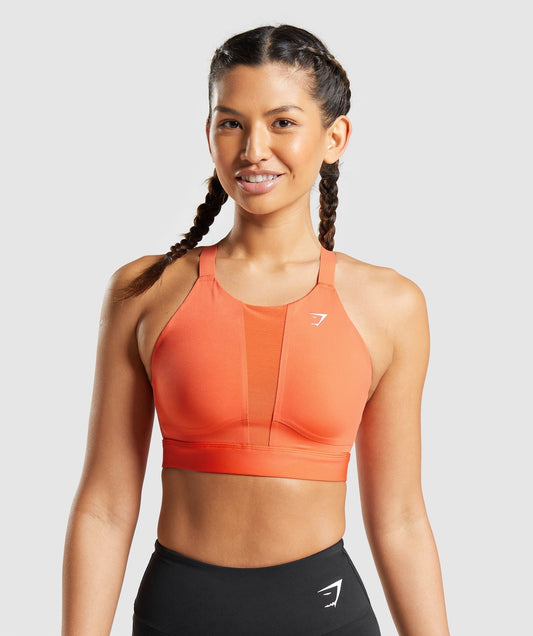 Gymshark Mesh Neckline 2.0 Sports Bra - Papaya Orange