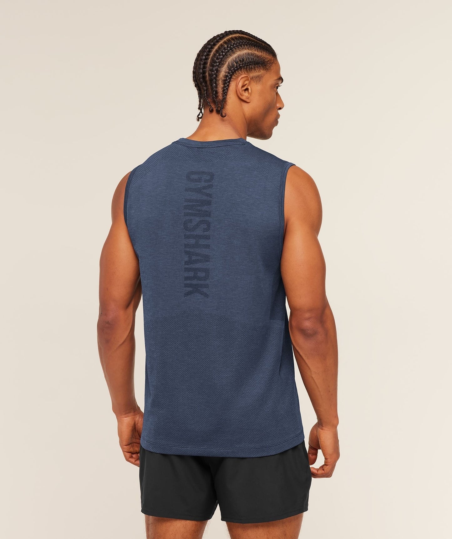 Gymshark Lightweight Seamless Tank - Heavy Blue/Marl