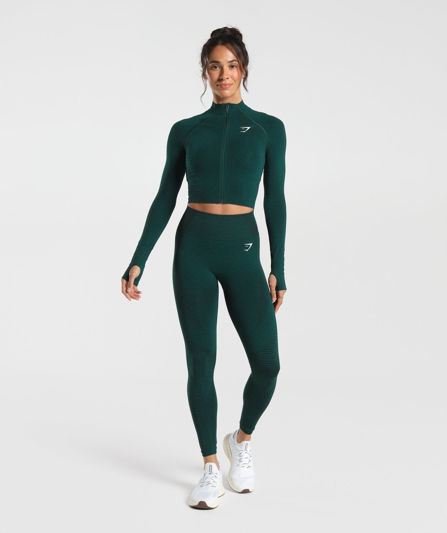 Gymshark Vital Seamless Midi Zip 2.0 Pullover - Deep Teal Marl