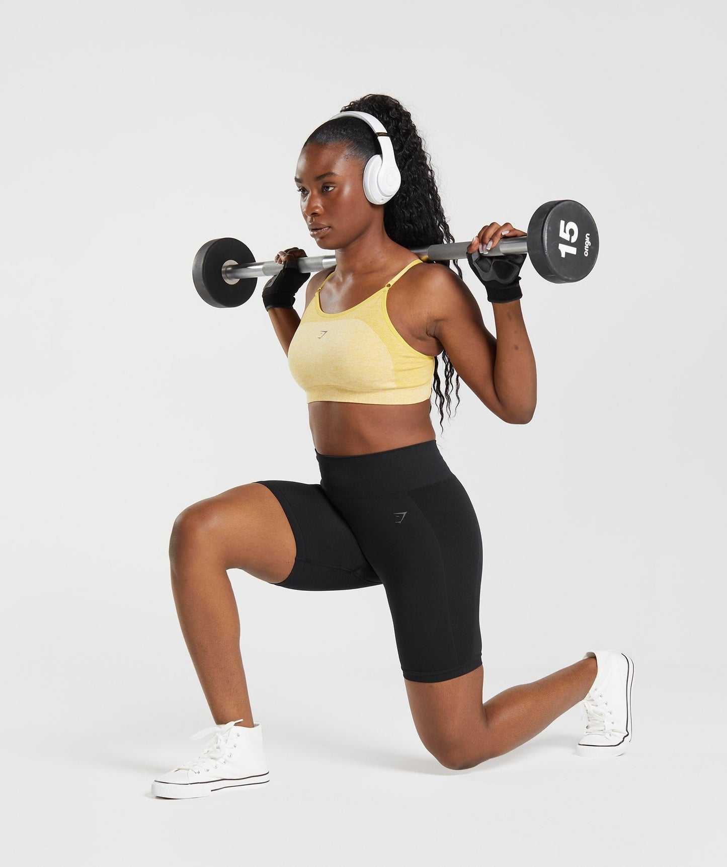 Gymshark Flex Strappy Sports Bra - Medallion Yellow/White Marl