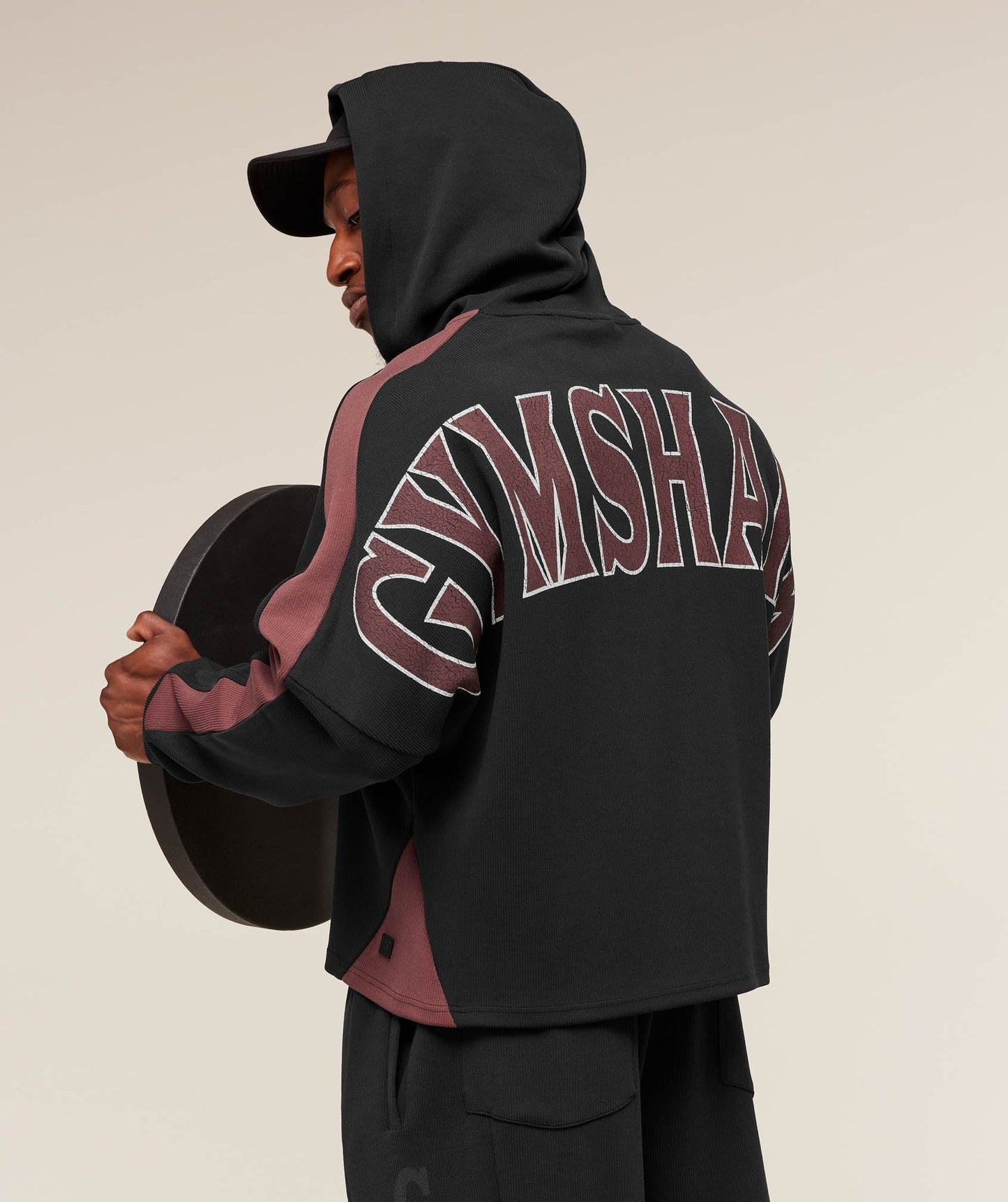 Gymshark Bodybuilding Zip Up Hoodie - GS Black/GS Burgundy Brown