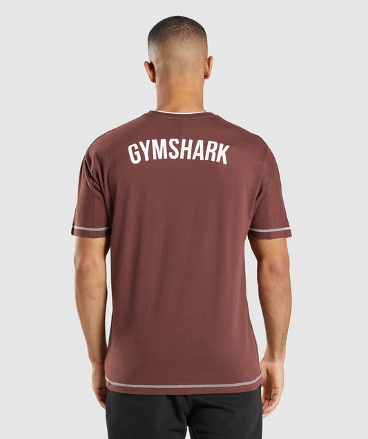 Gymshark Recess T-Shirt - Cherry Brown/White