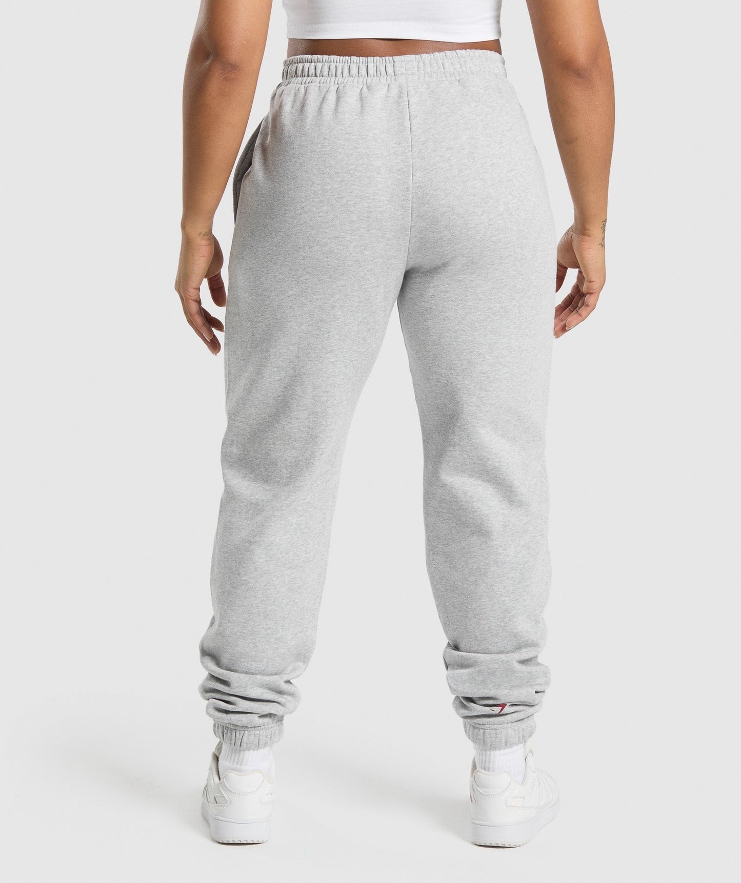 Gymshark Lifting Essentials Graphic Brushed Oversized Joggers - Light Grey Core Marl