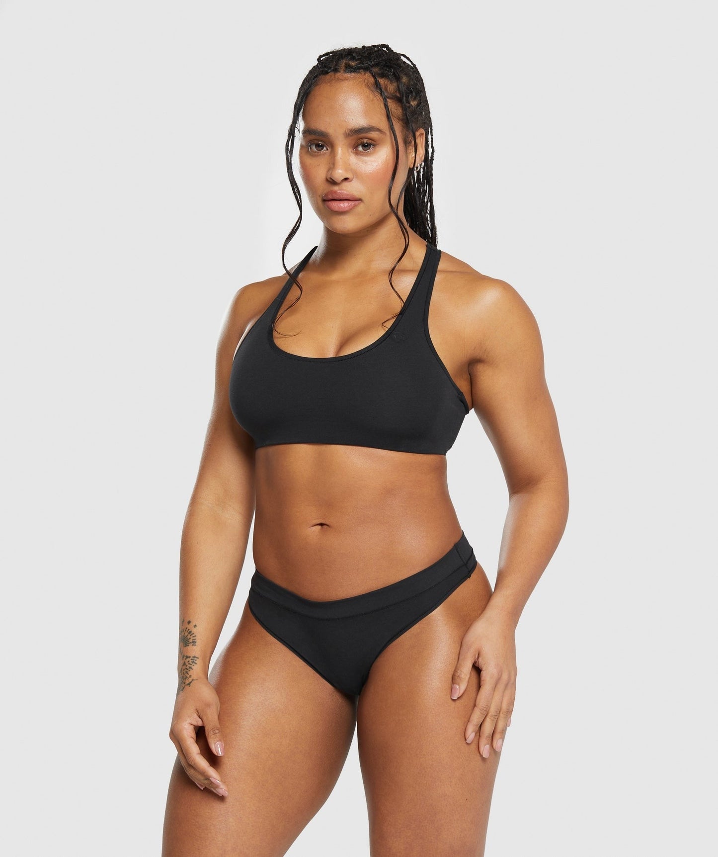 Gymshark Cotton High Leg Thong - Black