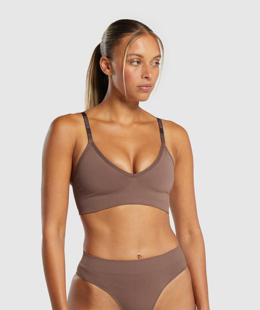 Gymshark Seamless V Neck Bralette - Soft Brown