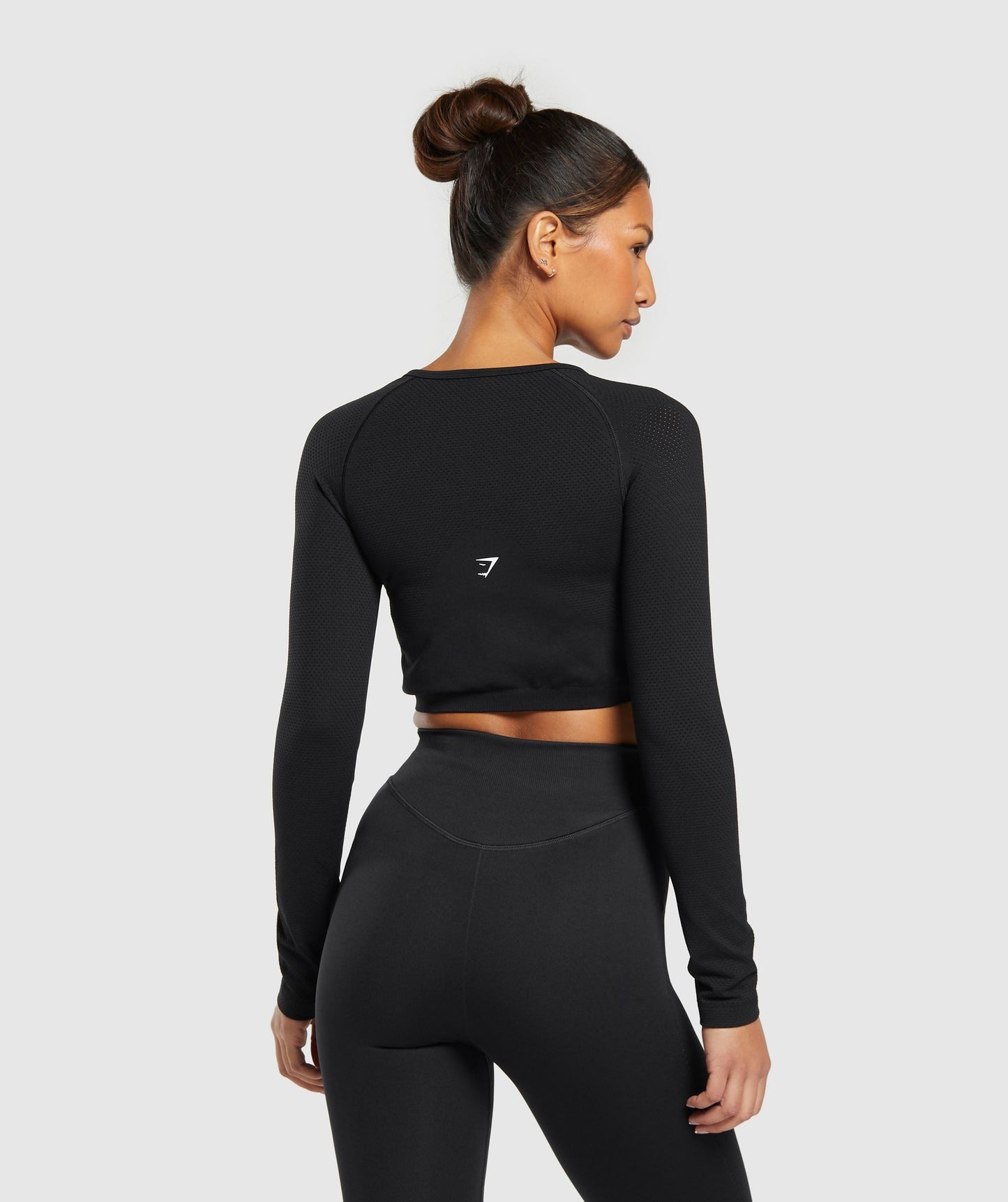 Gymshark Sweat Seamless Long Sleeve Zip Crop Top - Black