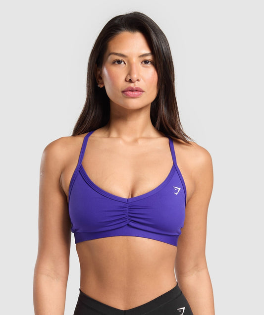 Gymshark Ruched Strappy Sports Bra - Cobalt Purple