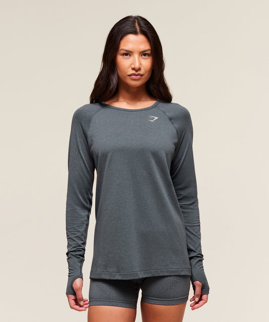 Gymshark Vital Seamless Light Long Sleeve Top - Strong Grey/Marl