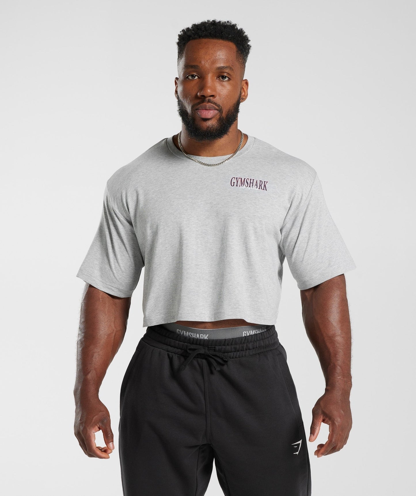 Gymshark Retrowave Crop T-Shirt - Light Grey Core Marl