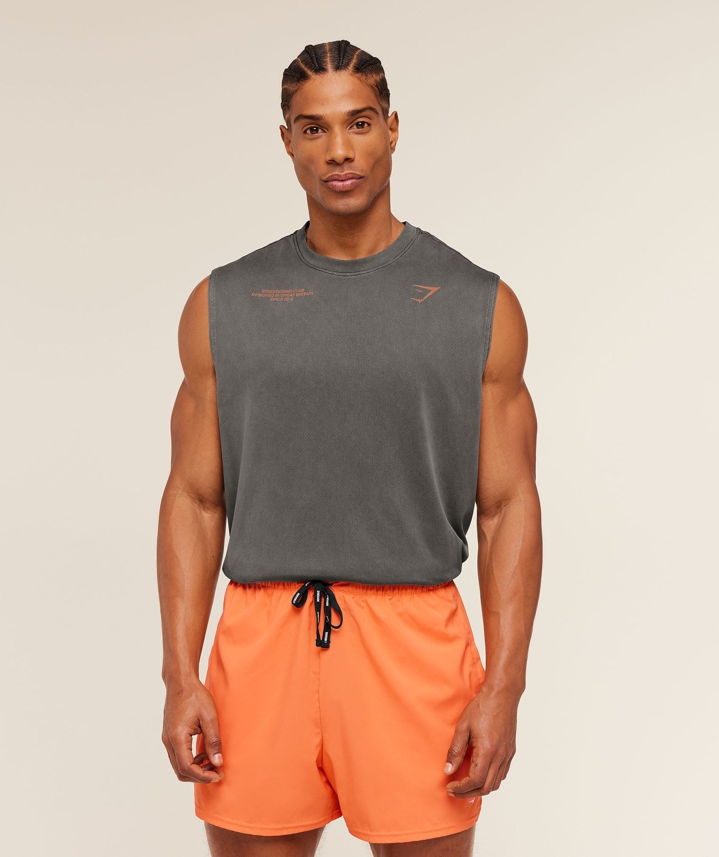 Gymshark Conditioning Club Washed Tank - Black/Dayglow Peach/Wash