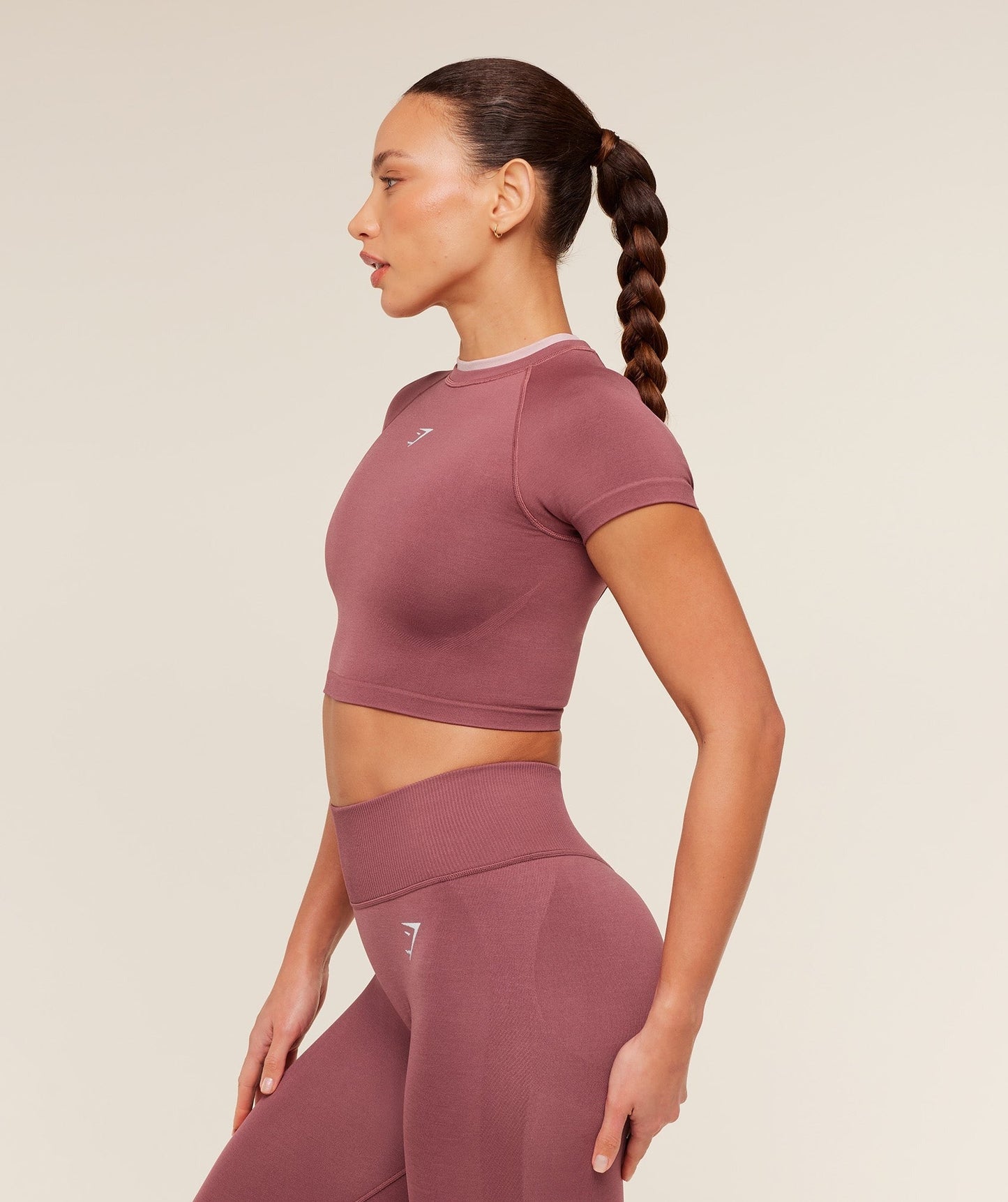 Gymshark Interval Seamless Short Sleeve Crop Top - Reset Pink/Light Pink