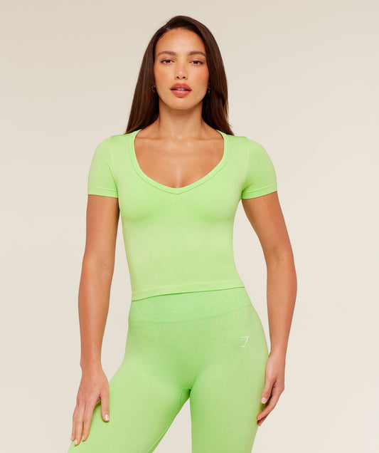 Gymshark Adapt Animal X Whitney Short Sleeve Top - Energy Gelato Green / Sorbet Yellow